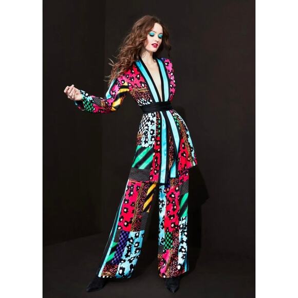 Alice + Olivia Pants - Alice and Olivia Benny Colorful Patchwork Runway Set Pants Top Rare Small